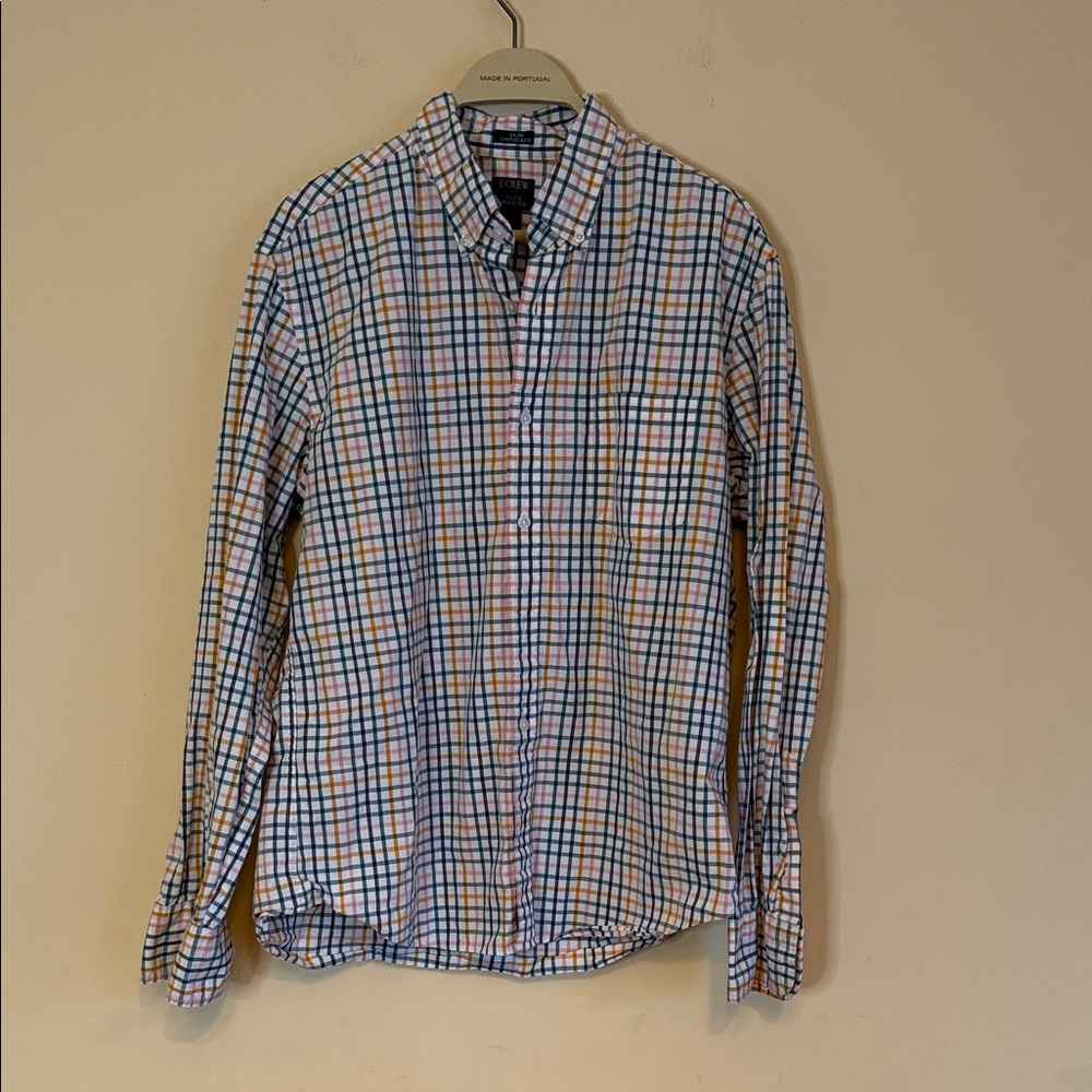 J. Crew Factory Multicolor Plaid Shirt untucked Sz Large